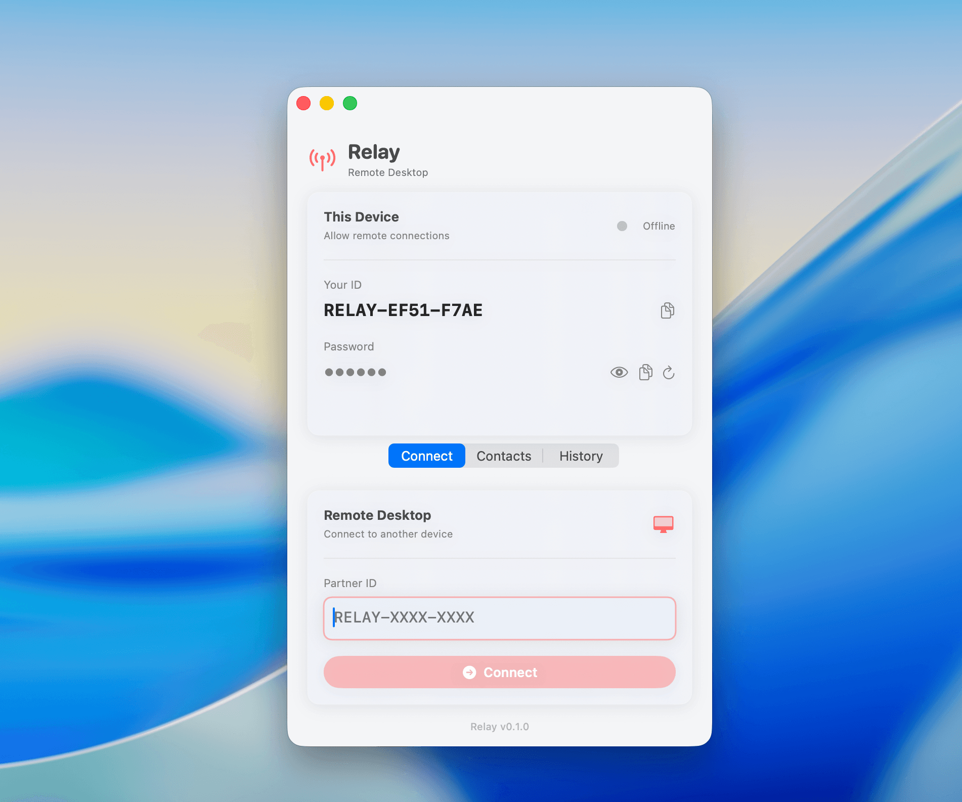 Relay Mac app interface